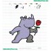 Rhinoceros Holding Flower Embroidery Design