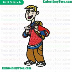 Ron Stoppable With Bag Embroidery Design