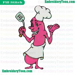 Sausage Chef Okey Sign Embroidery Design