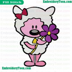 Sheep Holding Flower Embroidery Design