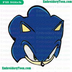 Sonic Face Embroidery Design