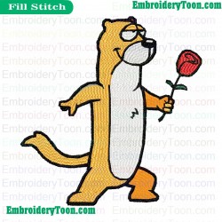 Squirrel Holding Flower Embroidery Design