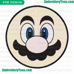 Super Mario Face Embroidery Design