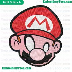 Super Mario Head Embroidery Design