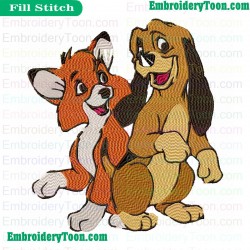 The Fox And The Hound Embroidery Design 09
