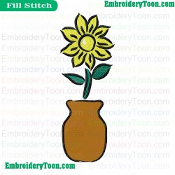 Vase Flower Embroidery Design 02