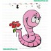 Worm Holding Flower Embroidery Design